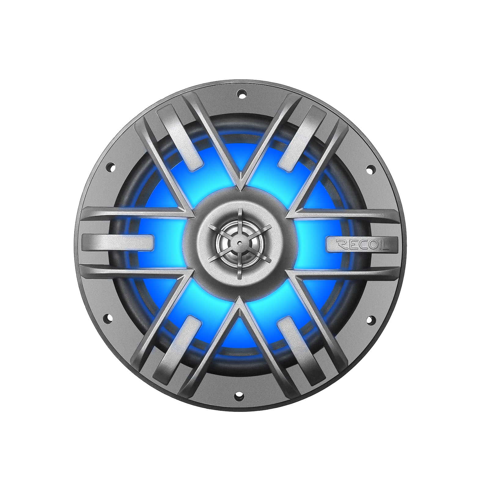 M1-65 - M1 Series 6.5 Inch 2-way Marine Boat & Utv/atv Coaxial Speakers with Built-in RGB LED Lighting, One Pair of Each Dark Silver and White Grilles