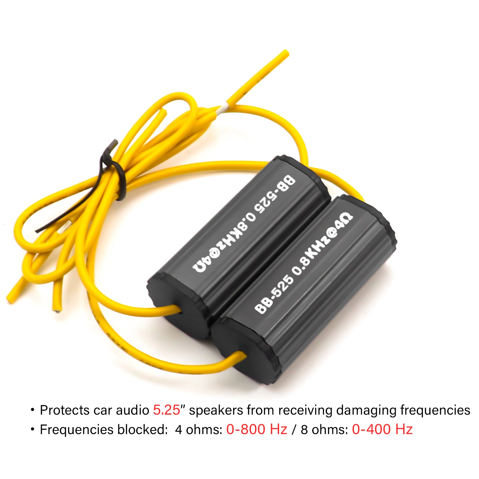 BB-525 - Bass Blocks Designed to Protect Car Audio 5.25 Inch Speakers, Eliminate Frequencies 0-800hz at 4ohms, Pair