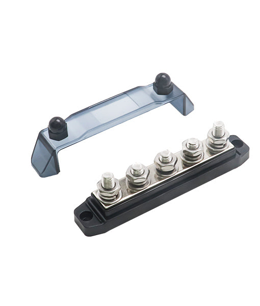 BB5P - Busbar 5 X 3/8” Studs Red & 5 X 5/16” Studs Black Power Bb5p Distribution Block with Ring Terminals (pair)