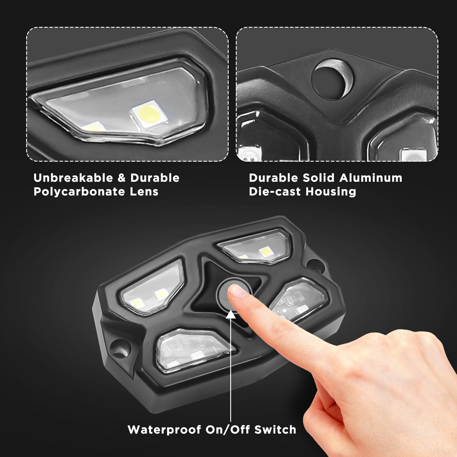 DDL-WG - UTV Golf Cart Dome Light Map Light Interior Light Universal 12-30v LED Light with Roll Bar Mount, IPX7 Waterproof, Super Bright LED with On/off Switch, for UTV ATV Golf Cart Boat RV Van Travel Trailer Off-road Vehicle, White & Green LED