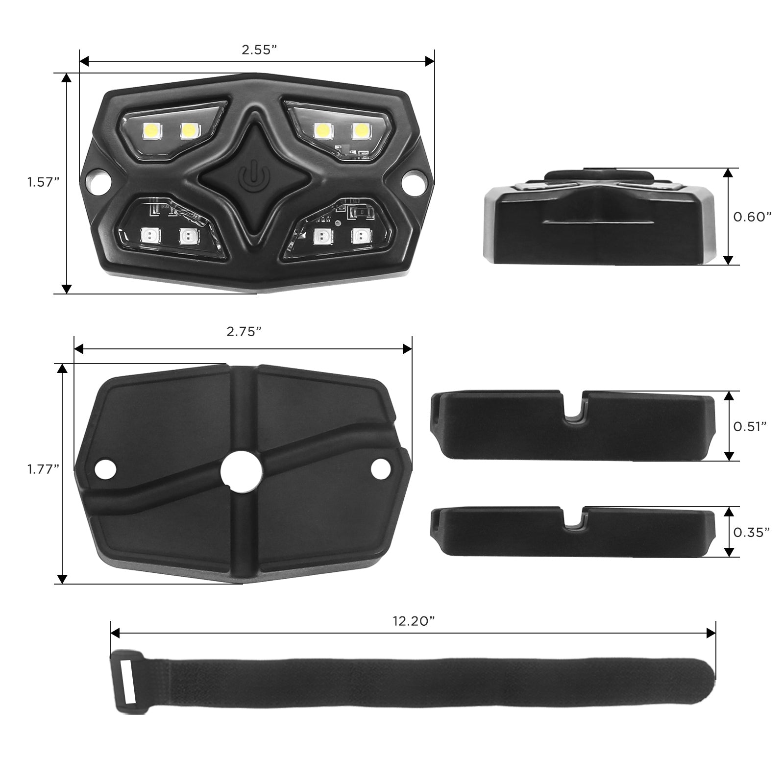 DDL-WG - UTV Golf Cart Dome Light Map Light Interior Light Universal 12-30v LED Light with Roll Bar Mount, IPX7 Waterproof, Super Bright LED with On/off Switch, for UTV ATV Golf Cart Boat RV Van Travel Trailer Off-road Vehicle, White & Green LED