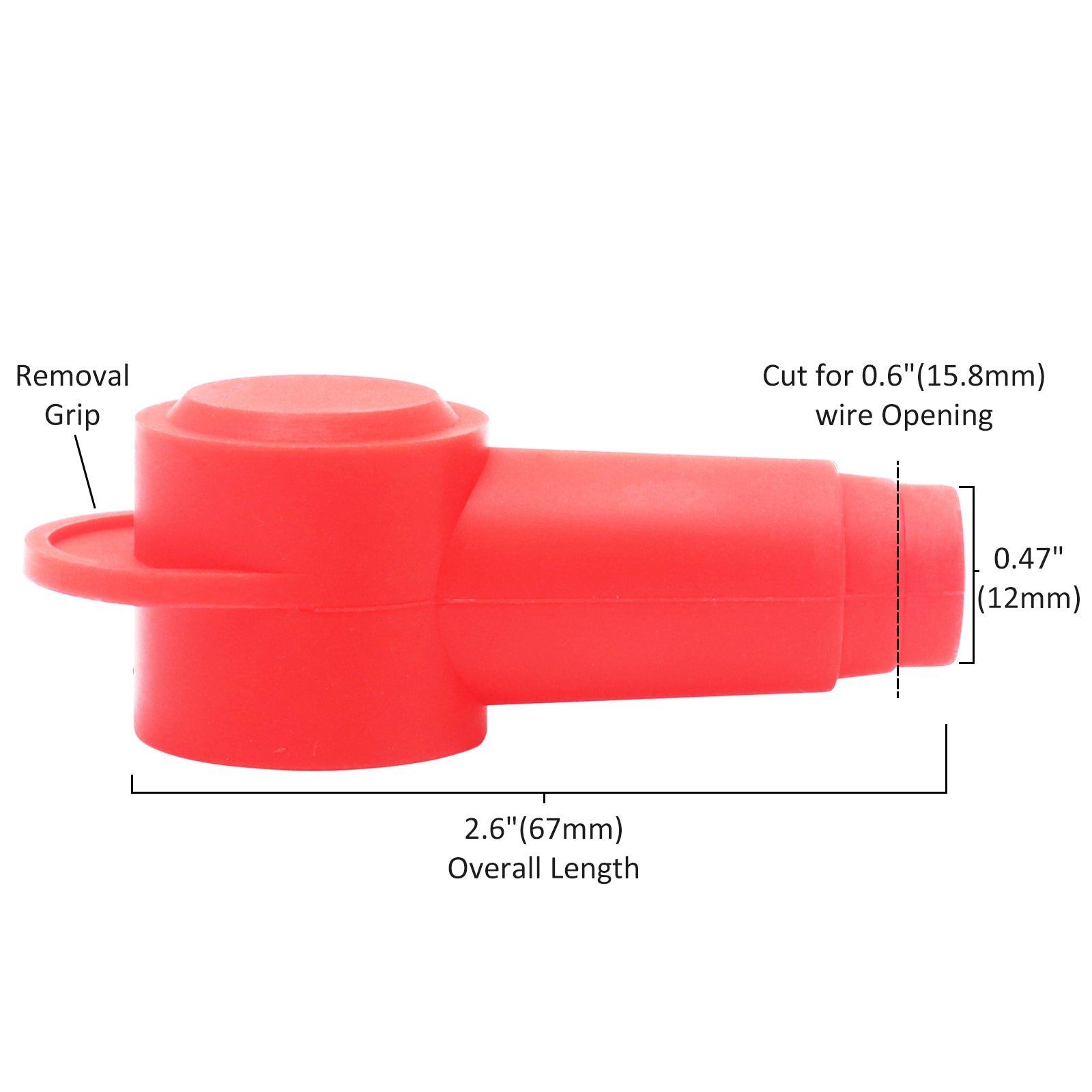 STC10-8R - 8 Pack Silicone Terminal Covers for Alternator Battery Stud and Power Junction Blocks, Fits 2awg to 1/0awg Wire, 8pcs Red
