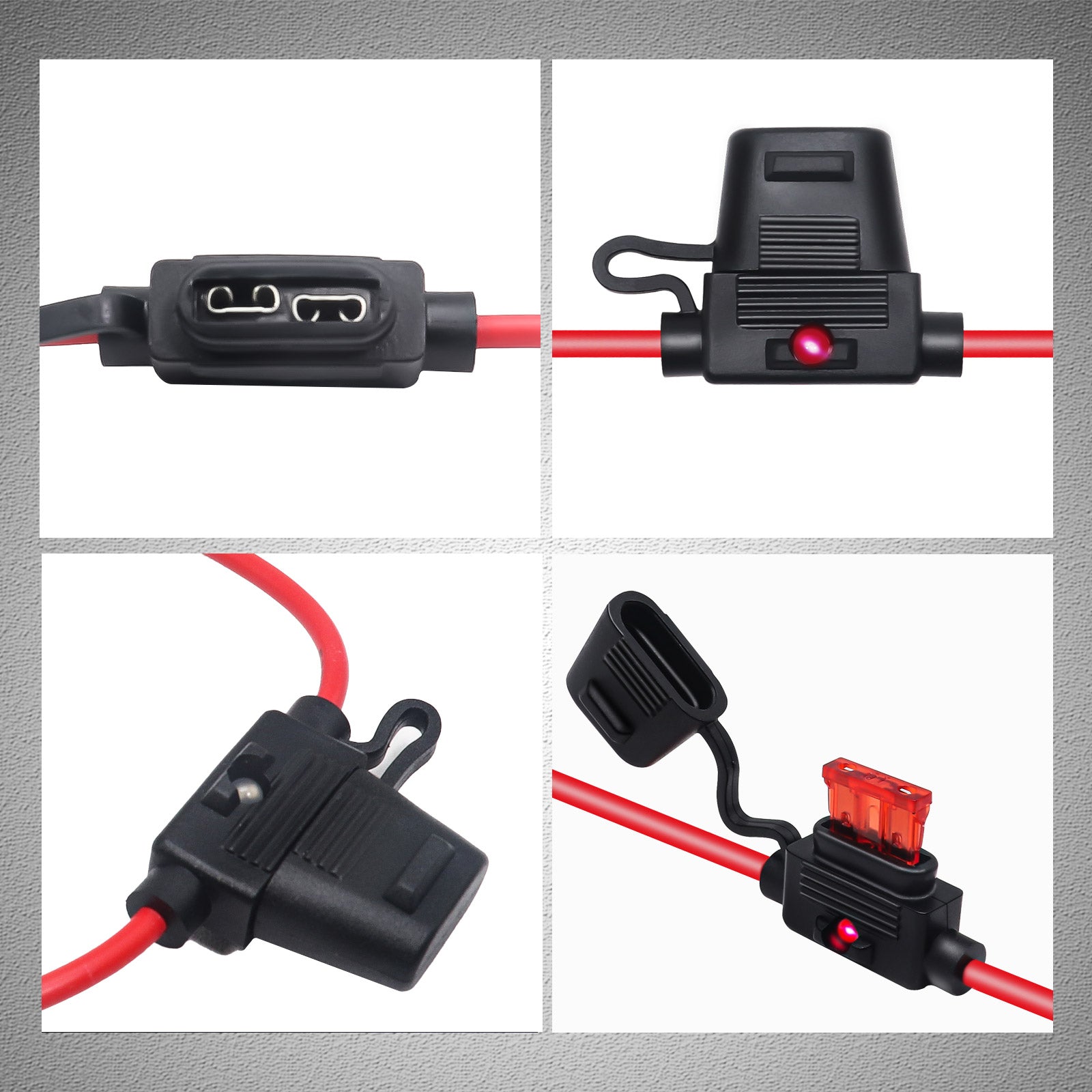 FHL16-5 - 5 Pack 16awg LED Indicator Atc/ato Inline Fuse Holder with 10pcs 5a & 10a Atc/ato Fuses