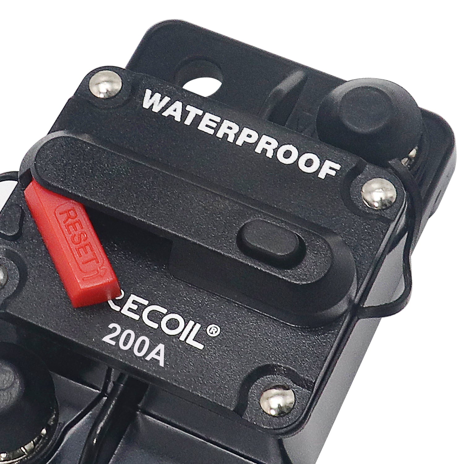 RCB200 - Amp Waterproof Circuit Breaker with Switch Manual Reset for Car RV Marine Automotive Stereo Audio Electronic System Include Ring Terminal Heat Shrink Sleeve and Screws