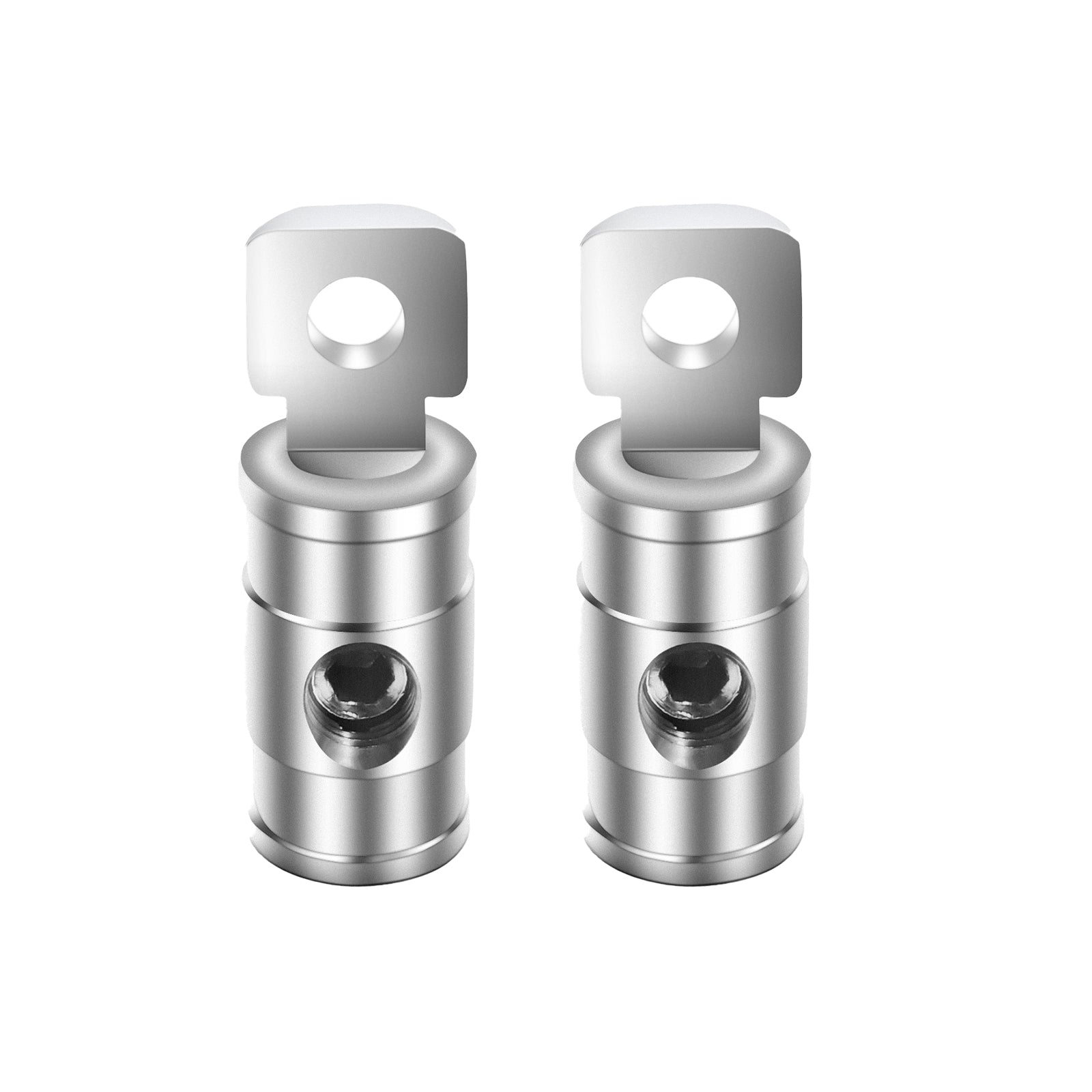 HR0P - 1/0 Gauge Set Screw Brass Ring Terminals Battery Connectors with Red/black Silicon Covers, Marine-grade Satin Chrome Finish, Pair