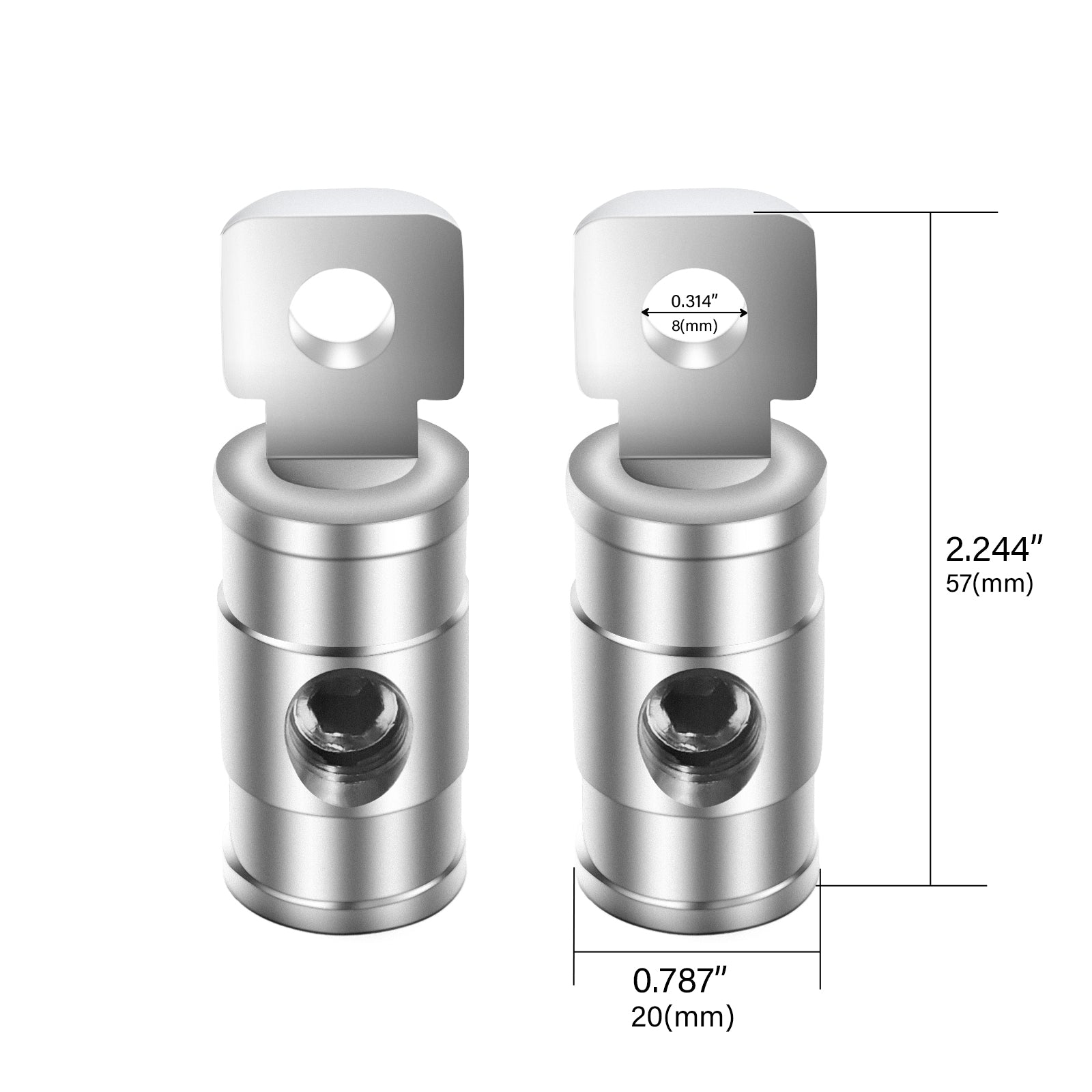 HR0P - 1/0 Gauge Set Screw Brass Ring Terminals Battery Connectors with Red/black Silicon Covers, Marine-grade Satin Chrome Finish, Pair