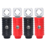 HR0Q - 1/0 Gauge Set Screw Brass Ring Terminals Battery Connectors with Red/black Silicon Covers