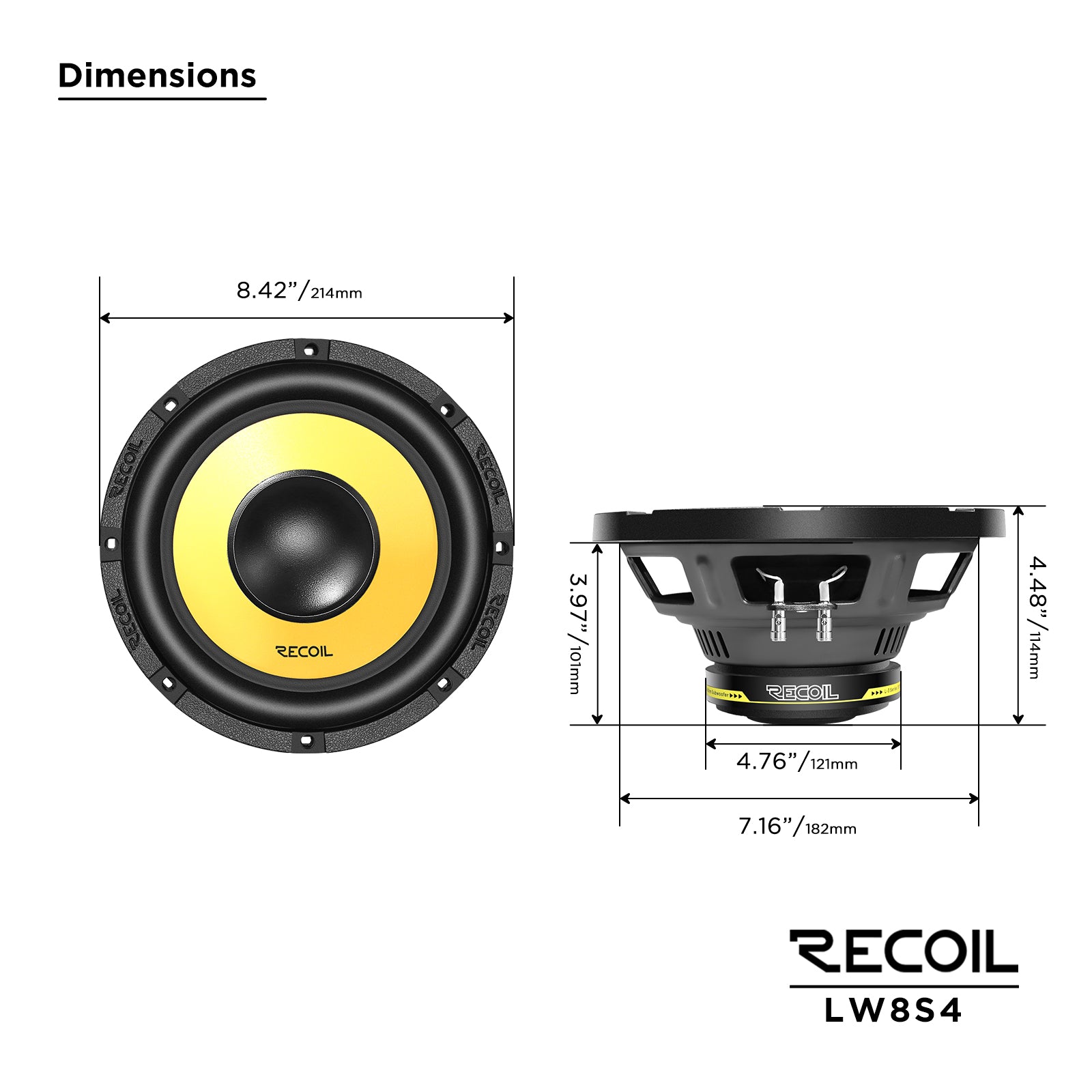 LW8S4 - 8-inch Single 4-ohm Subwoofer