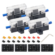 MOD-AK4 - 4 Pack Modular Expandable Atc/ato Inline Fuse Holders, Adding Circuits with Jumpers to Create Any Power and Ground Distribution Block, 5a and 10a Atc/ato Fuses, Decals and Spade Connectors Included