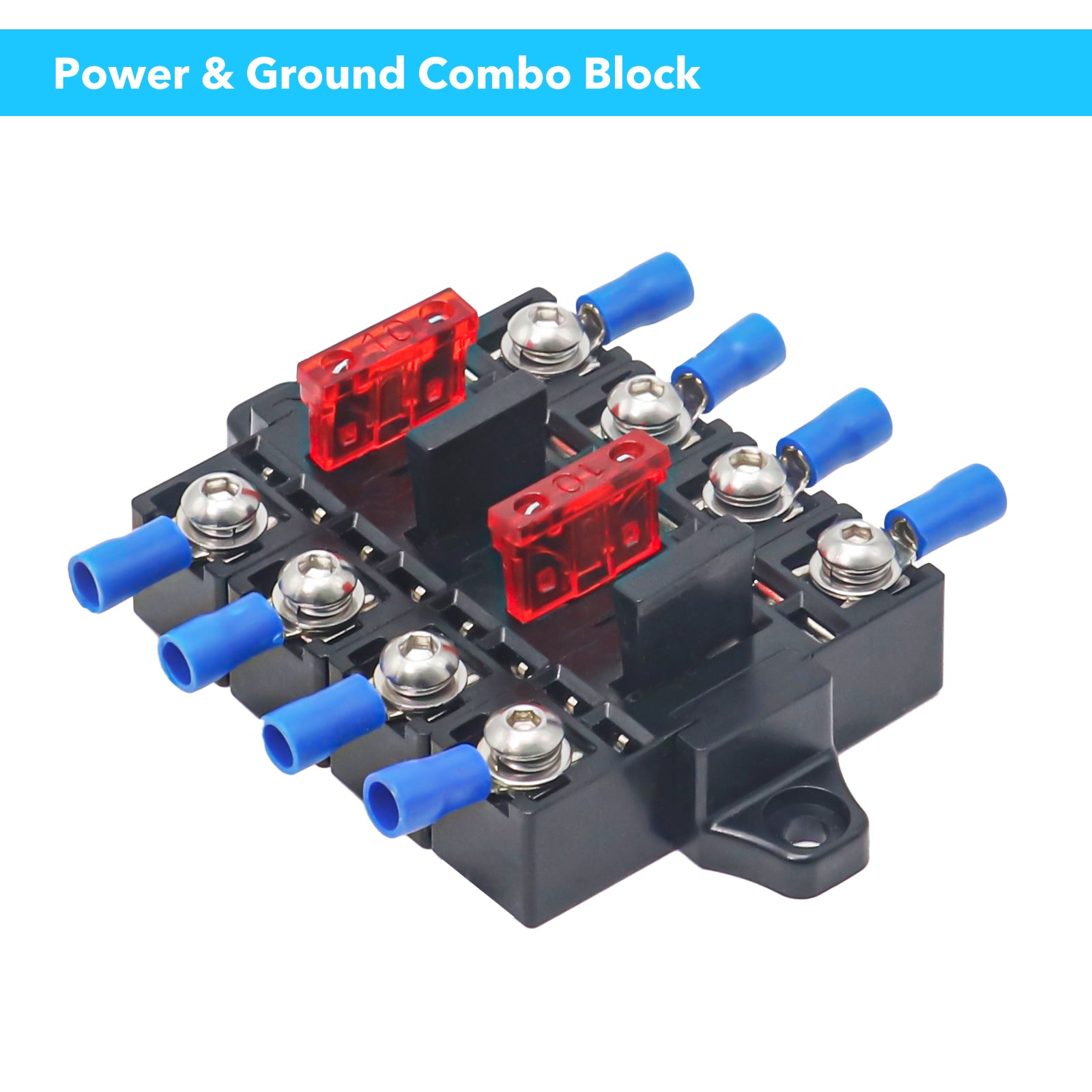 MOD-AK4 - 4 Pack Modular Expandable Atc/ato Inline Fuse Holders, Adding Circuits with Jumpers to Create Any Power and Ground Distribution Block, 5a and 10a Atc/ato Fuses, Decals and Spade Connectors Included