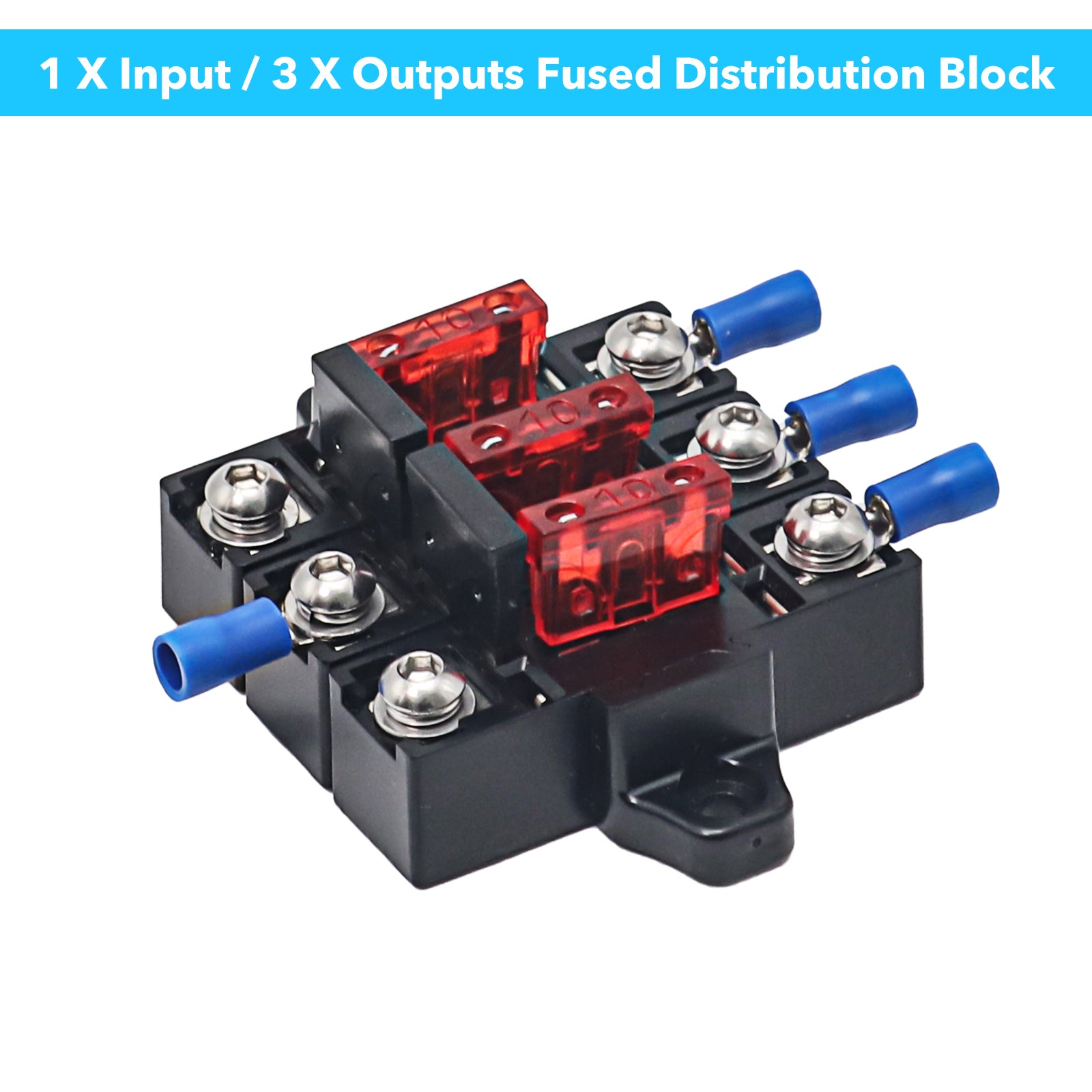 MOD-AK4 - 4 Pack Modular Expandable Atc/ato Inline Fuse Holders, Adding Circuits with Jumpers to Create Any Power and Ground Distribution Block, 5a and 10a Atc/ato Fuses, Decals and Spade Connectors Included