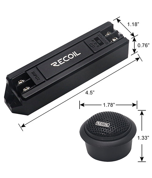 RET1 - Echo Series 1-inch Car Audio Component Neodymium Silk Dome Tweeters with Triple-level Tweeter Crossover, Pair