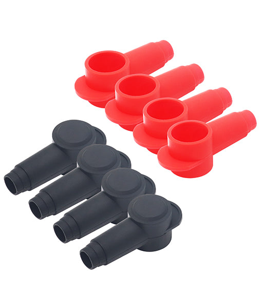 STC10-8 - Silicone Terminal Covers for Alternator Battery Stud and Power Junction Blocks, Fits 2awg-1/0awg Wire, 4 Red and 4 Black Pairs (8 Pack)