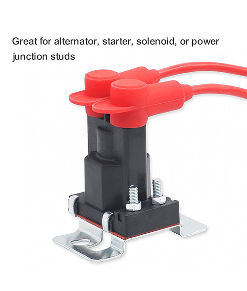 STC10-8 - Silicone Terminal Covers for Alternator Battery Stud and Power Junction Blocks, Fits 2awg-1/0awg Wire, 4 Red and 4 Black Pairs (8 Pack)
