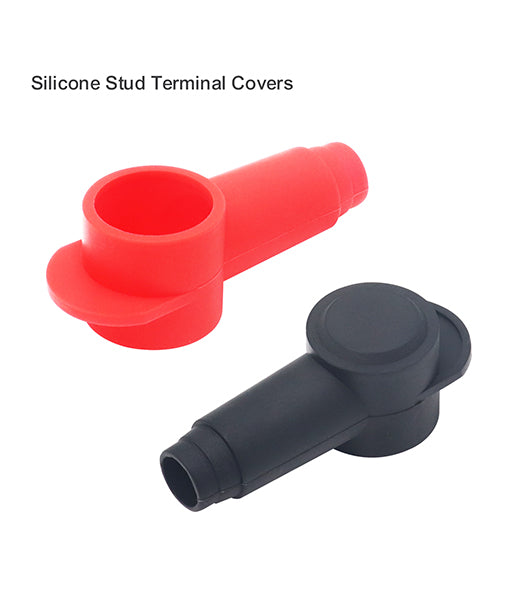STC10-8 - Silicone Terminal Covers for Alternator Battery Stud and Power Junction Blocks, Fits 2awg-1/0awg Wire, 4 Red and 4 Black Pairs (8 Pack)