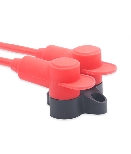 STC40-4 - Silicone Terminal Covers for Alternator Battery Stud and Power Junction Blocks Fits 2/0-4/0 AWG Wire 2 Red and 2 Black Pairs (4 Pack)