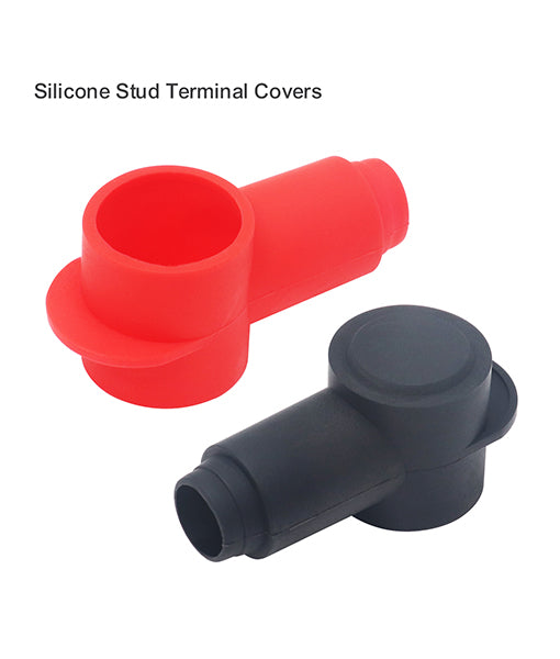 STC40-4 - Silicone Terminal Covers for Alternator Battery Stud and Power Junction Blocks Fits 2/0-4/0 AWG Wire 2 Red and 2 Black Pairs (4 Pack)