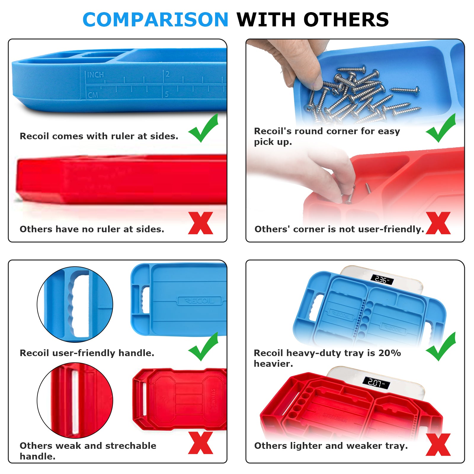 STT-K3 - Silicone Non-slip Flexible Tool Tray Organizer Trio Pack