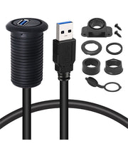 U3EXT - Single Port, Usb3.0 Panel Flush Mount, and Surface Mount, Extension Cord, for Car, Truck, Boats, Motorcycles, Dashboard 3ft