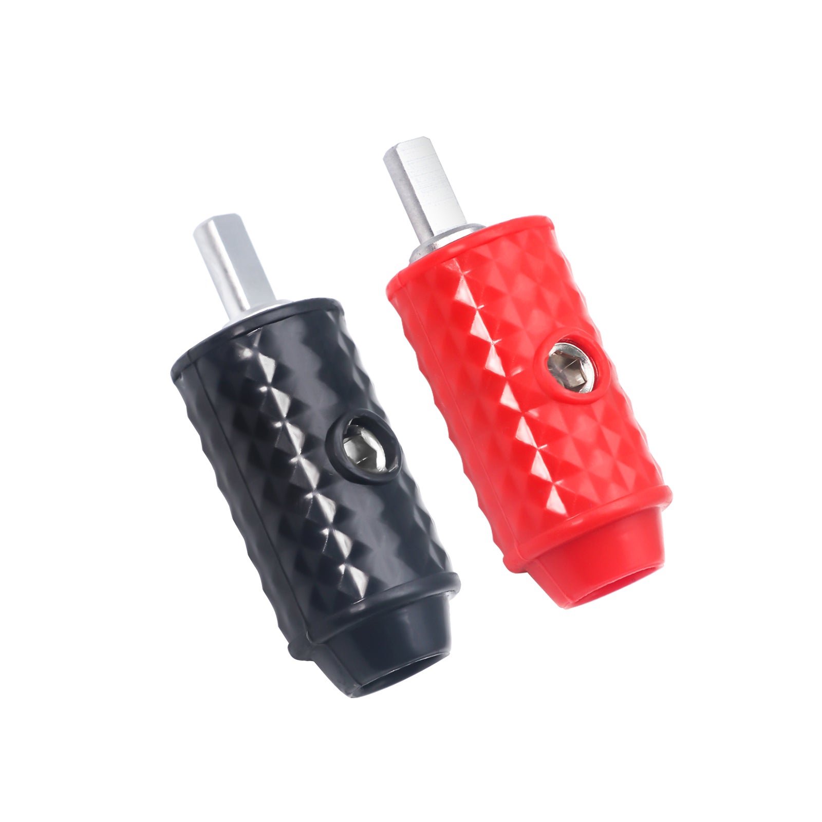 WR48P - Amplifier Power/ground Input Wire Gauge Reducer Brass 4 Gauge to 8 Gauge with Red/black Silicon Covers, Marine-grade Satin Chrome Finish, Pair